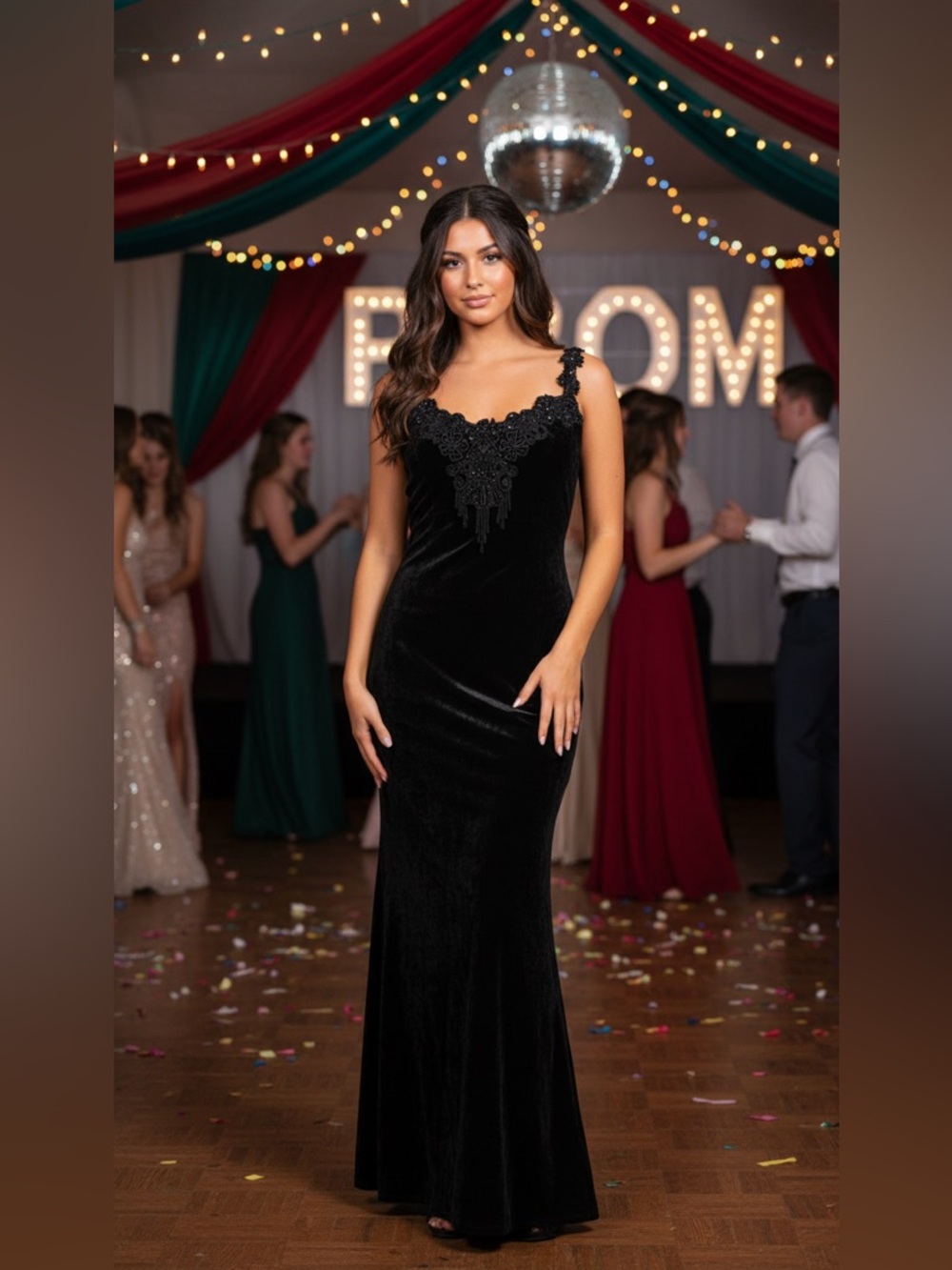 Vintage Loralie Black Velvet Beaded Maxi Gown Formal Dress 6 8 10 12 Whimsigoth